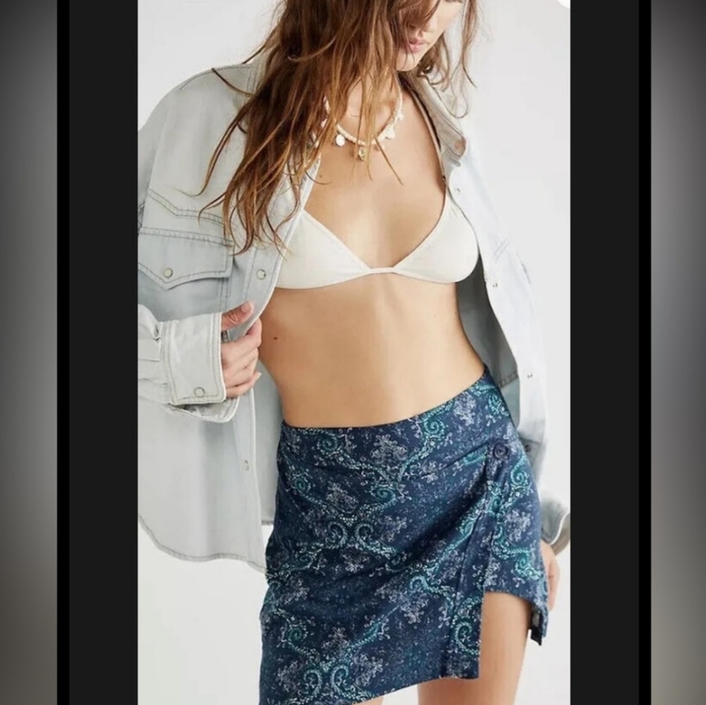 NWOT- Free People Take It Easy Paisley Wrap Skirt